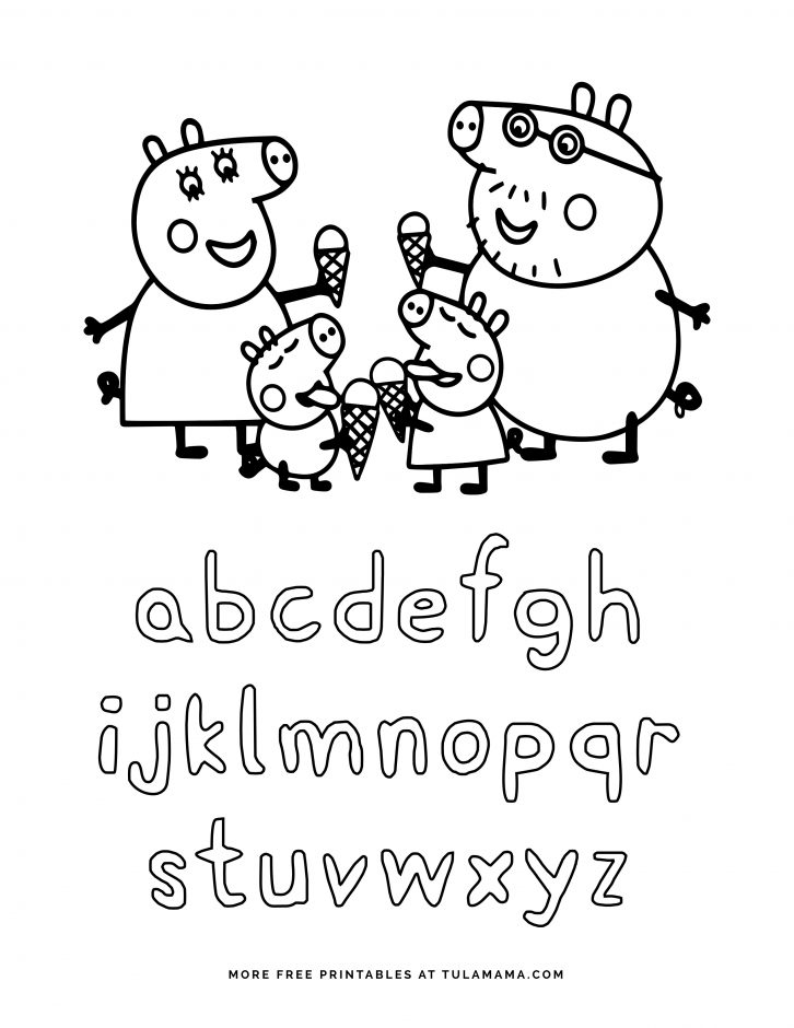 Free printable peppa pig abc coloring pages for preschoolers