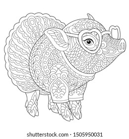 Monochrome colouring picture fashionable pig ballet stock vector royalty free