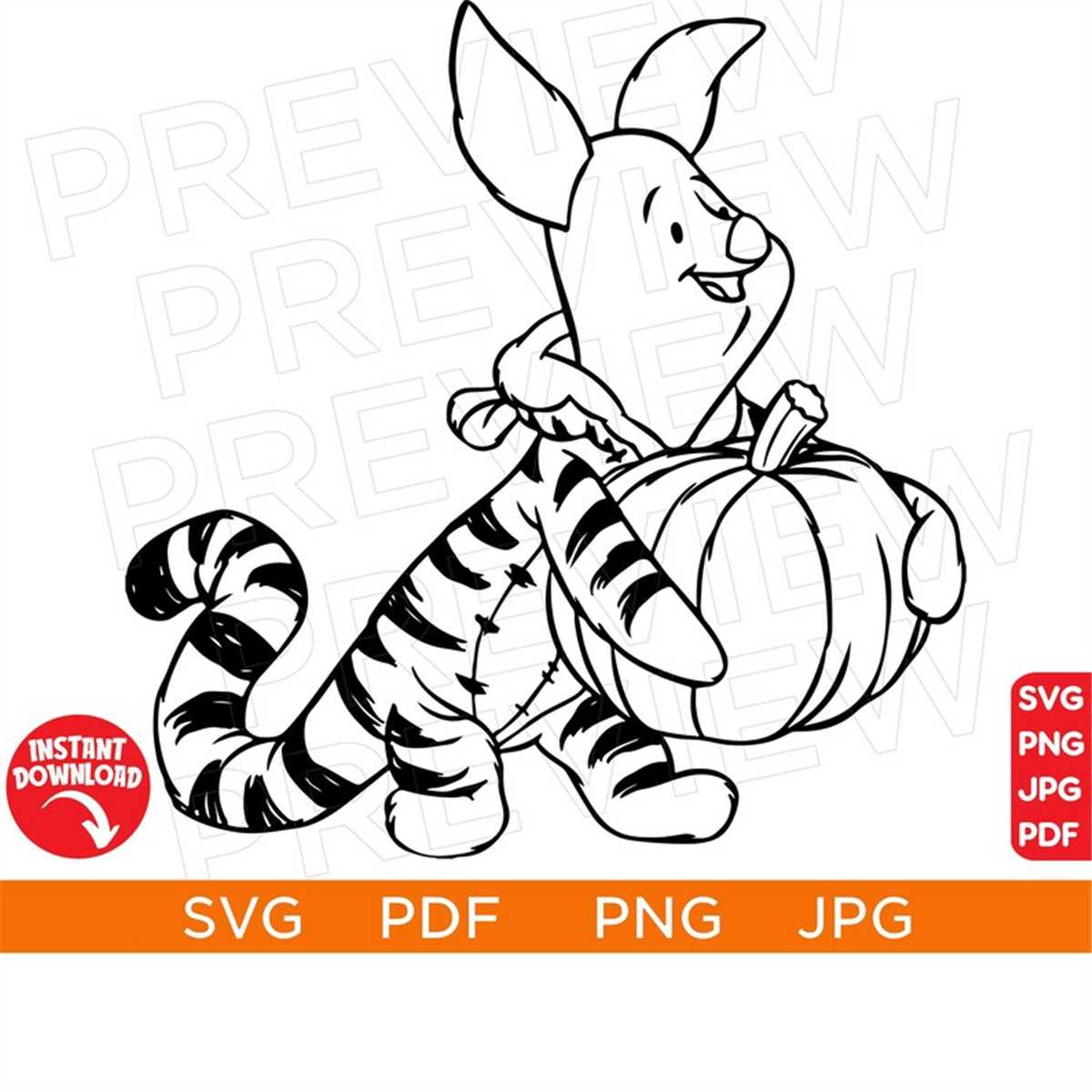 Piglet pumpkin halloween svg winnie pooh ears svg mouse png