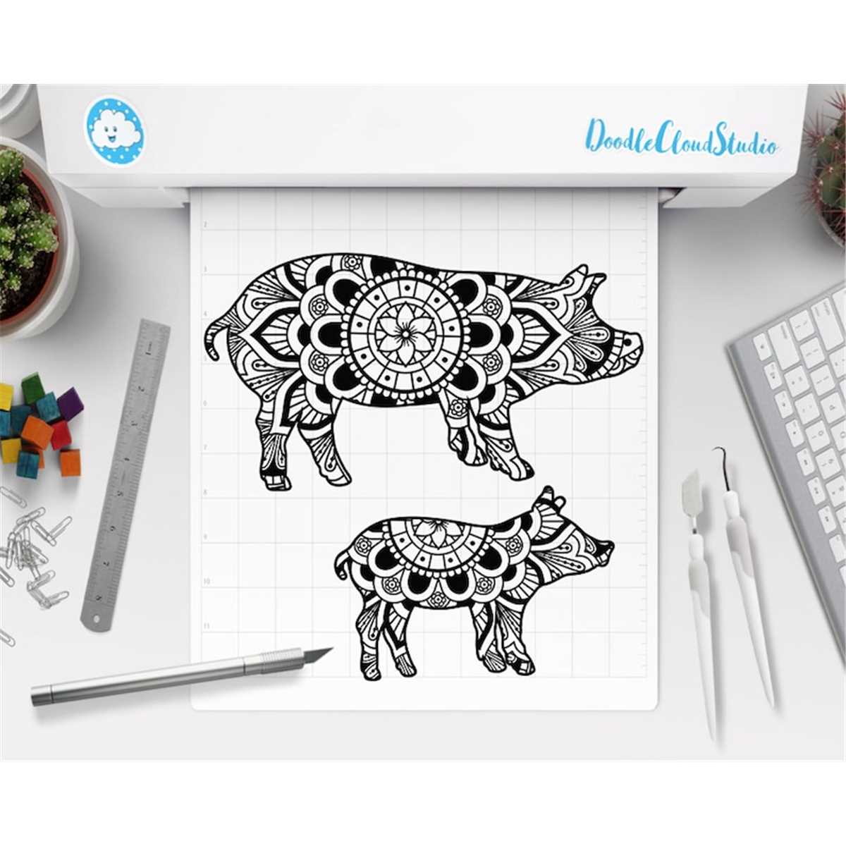 Pig mandala svg piglet mandala svg pig files for silhouett