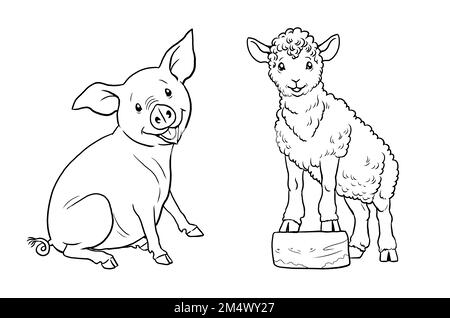Adorable piglet black and white stock photos images
