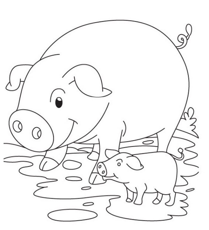 Pig shape s crafts and colouring pages
