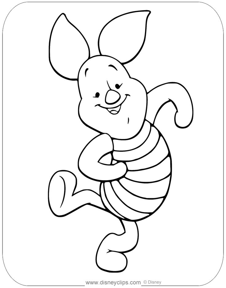 Coloring page of piglet dancing a jig piglet winniethepooh cartoon coloring pages cute cartoon drawings coloring pages