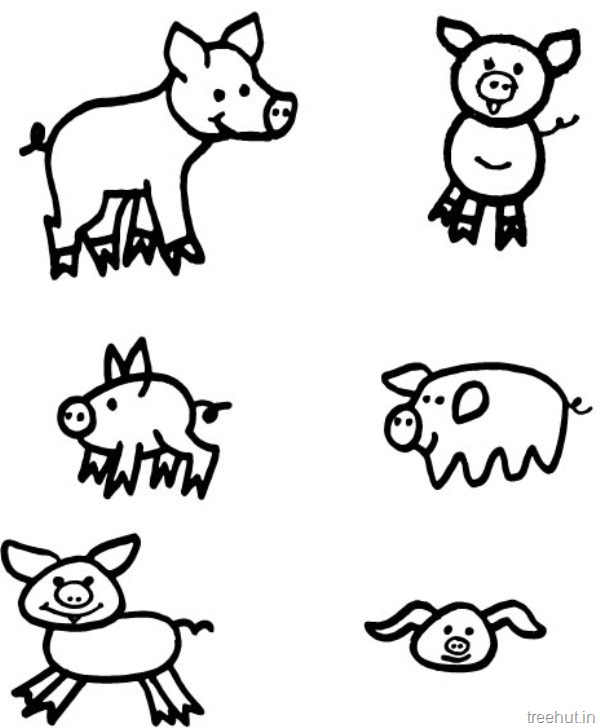 Pig and piglet colorg pages