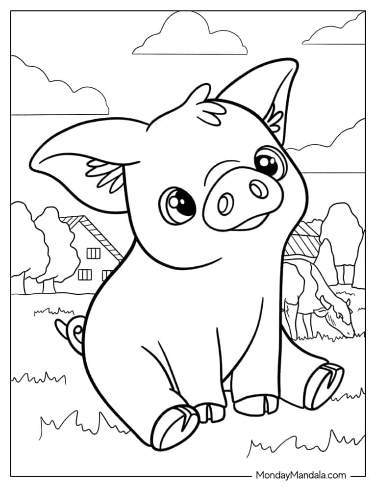 Pig coloring pages free pdf printables