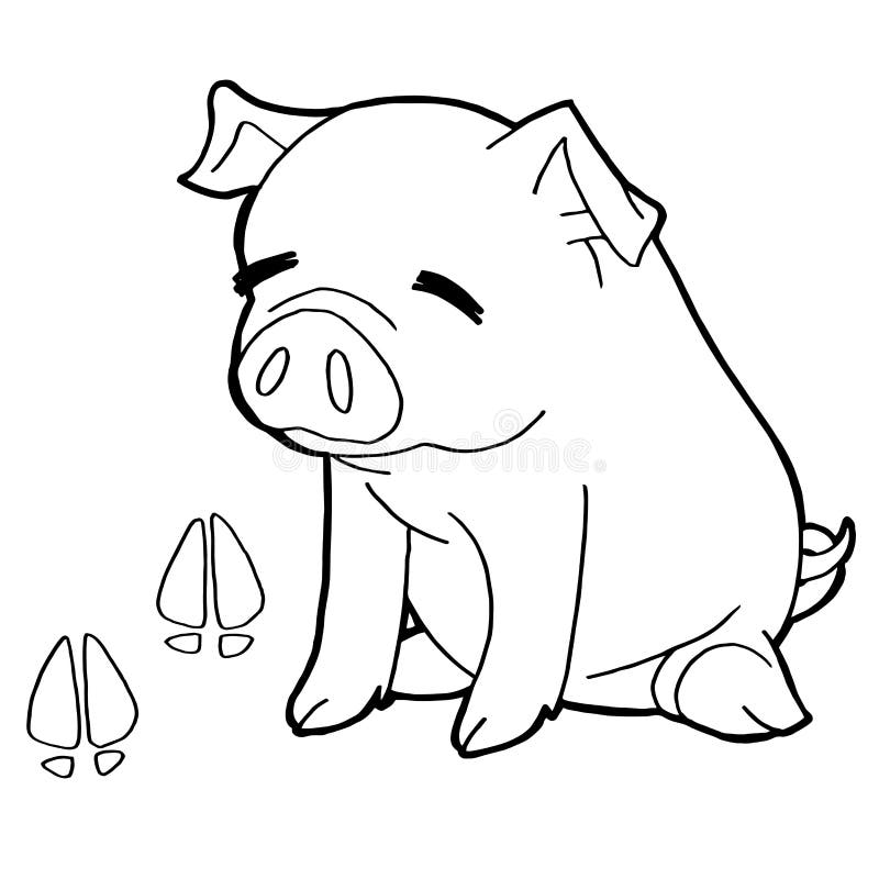 Pig with paw print coloring pages vector stock vector