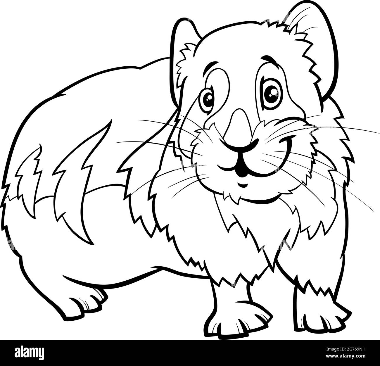 Black and white cartoon illustration of funny pika ic animal character coloring book page stock vector image art