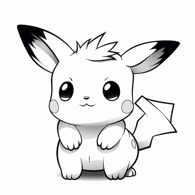 Premium ai image pika kids activities charm cute coloring book kawaii line art