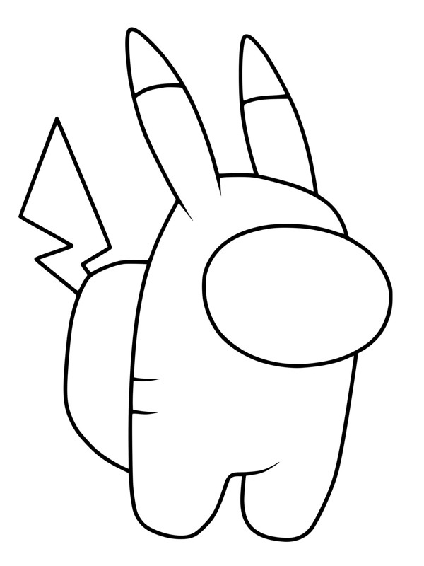 Among us pikachu coloring page