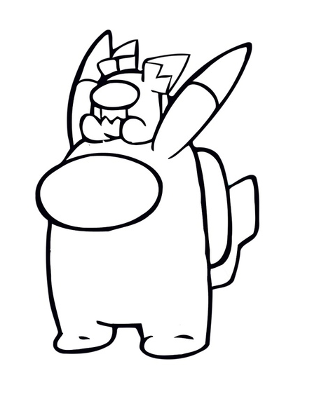 Among us pikachu coloring page