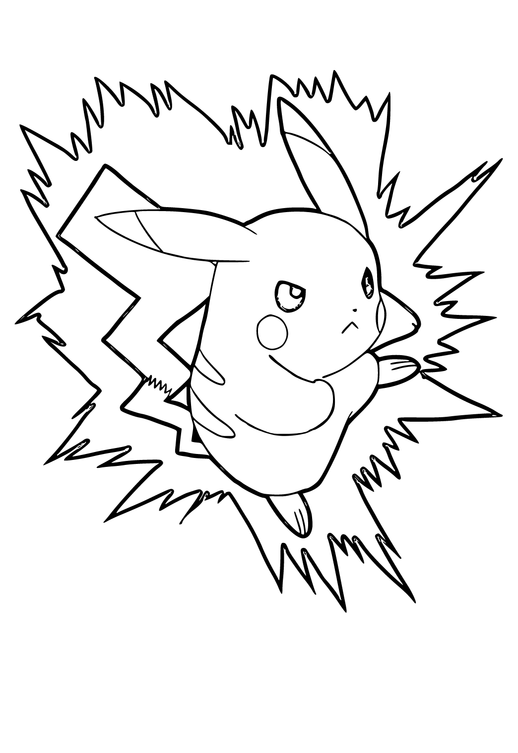 Free printable pikachu lightning coloring page for adults and kids