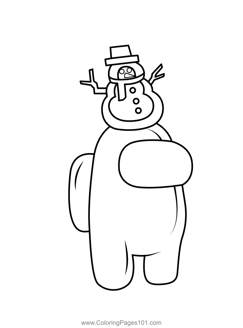 Snowman among us coloring page for kids