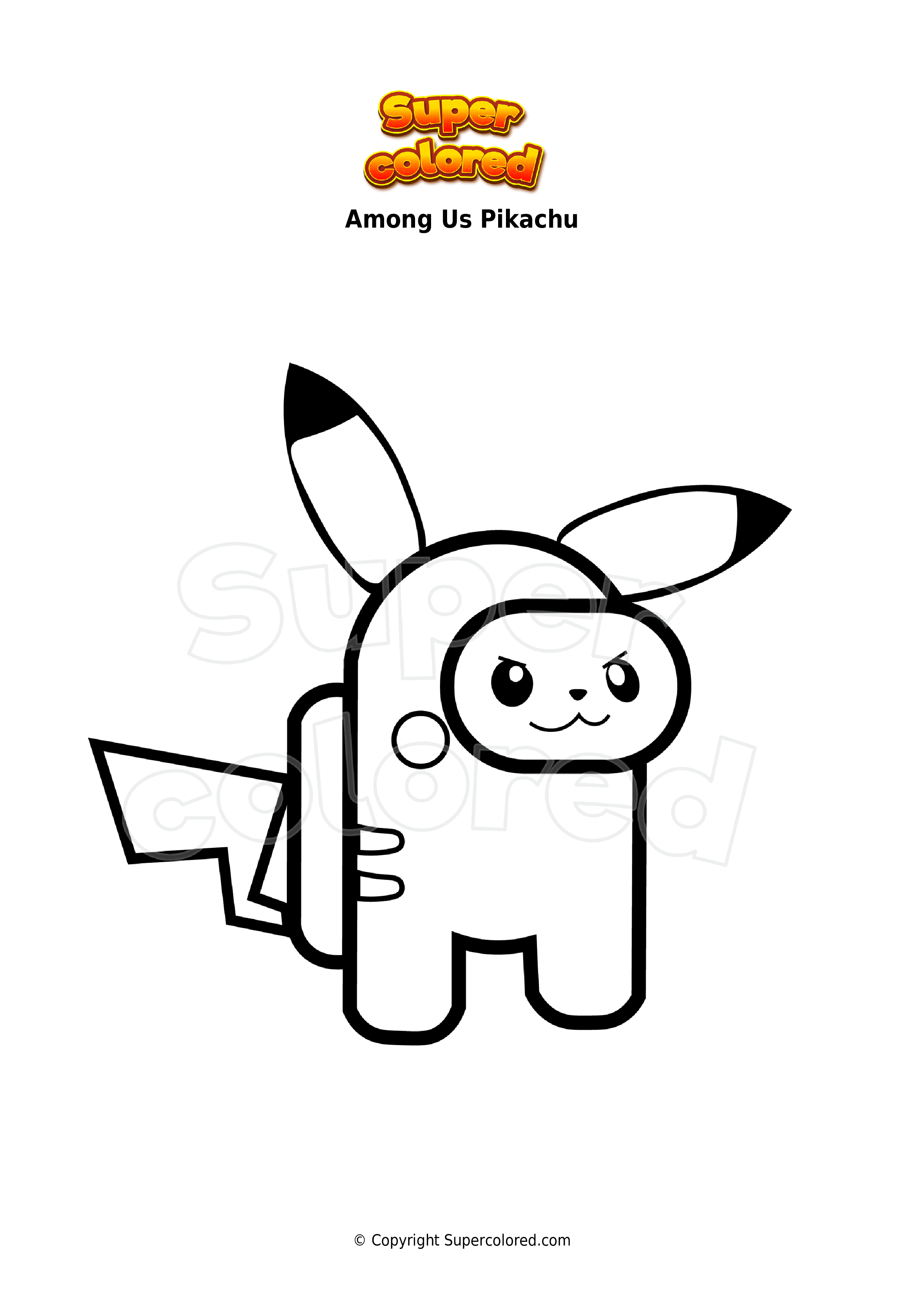 Coloring page among us pikachu