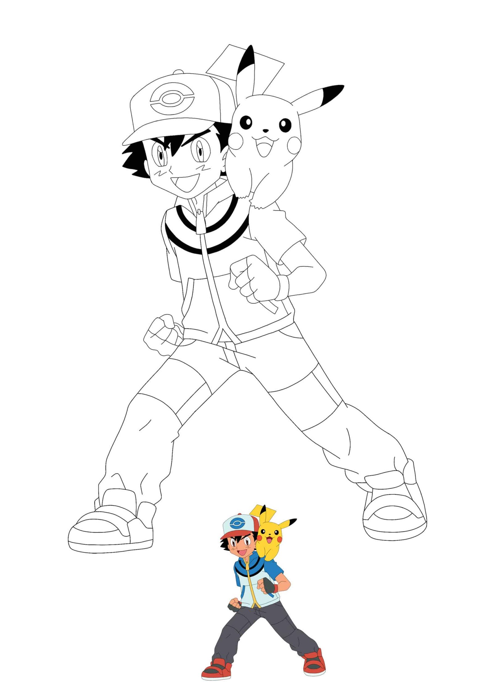 Ash and pikachu coloring pages