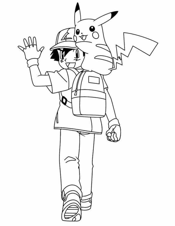 Adventures with ash and pikachu printable pokemon coloring pages