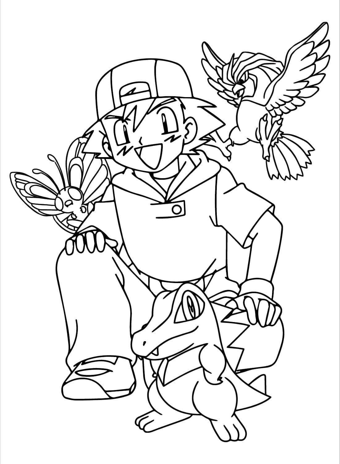 Ash ketchum and his pokemon coloring page