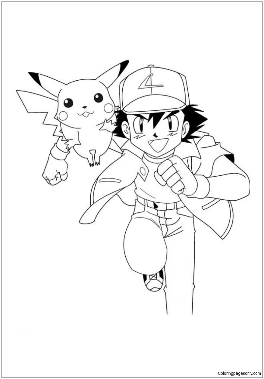 Pikachu with ash coloring page pikachu coloring page pokemon coloring pages pokemon coloring