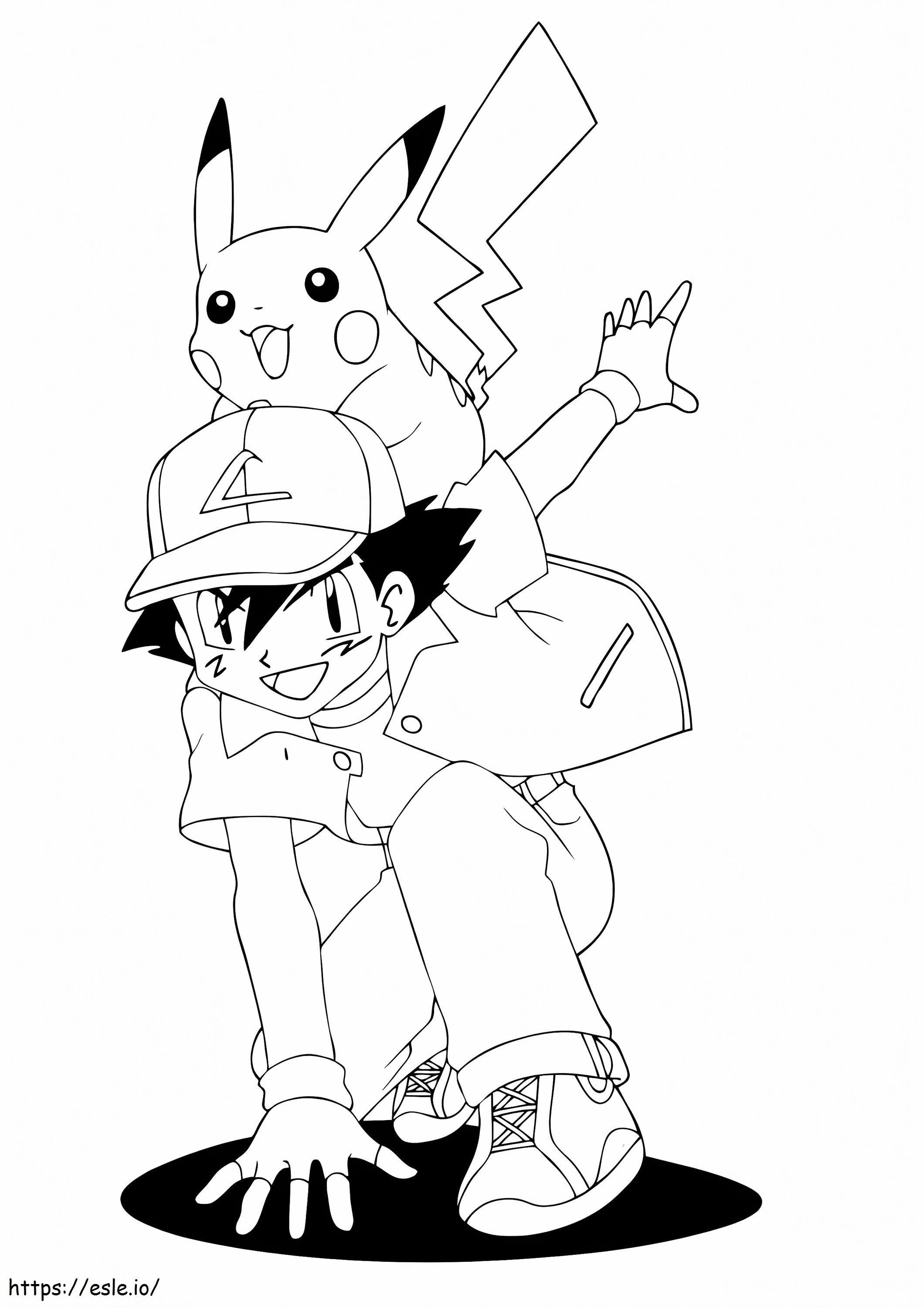 Ash ketchum and pikachu coloring page