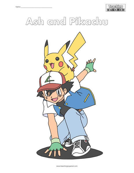 Ash and pikachu coloring page