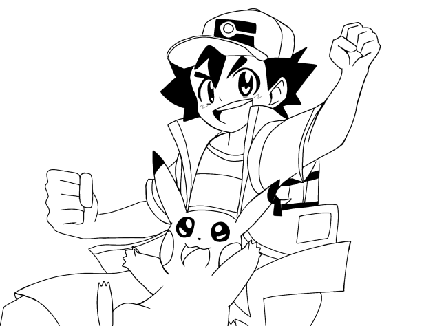 Ash and pikachu coloring page