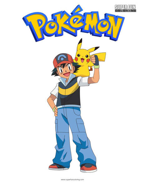 Ash and pikachu coloring page