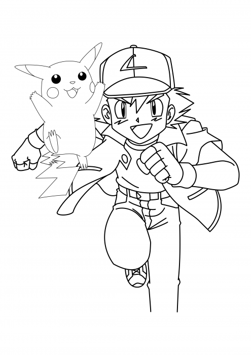 Pikachu and ash coloring pages pokemon coloring pages