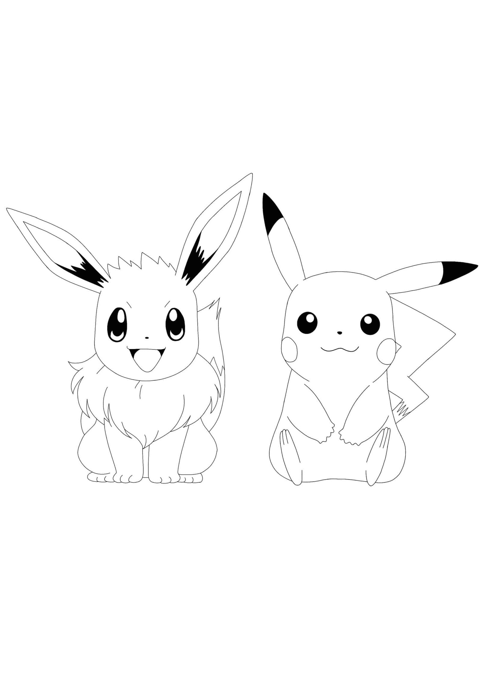 Pikachu and eevee coloring pages