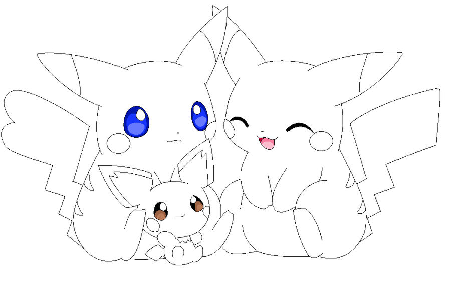 Pikachu family lineart by xxagitoxmizakixx on
