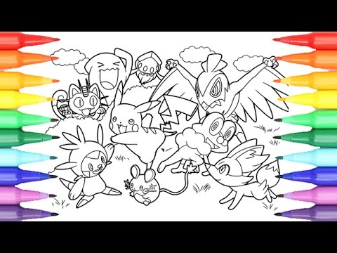 Pokãmon coloring book pages for kids speed coloring pikachu and friends