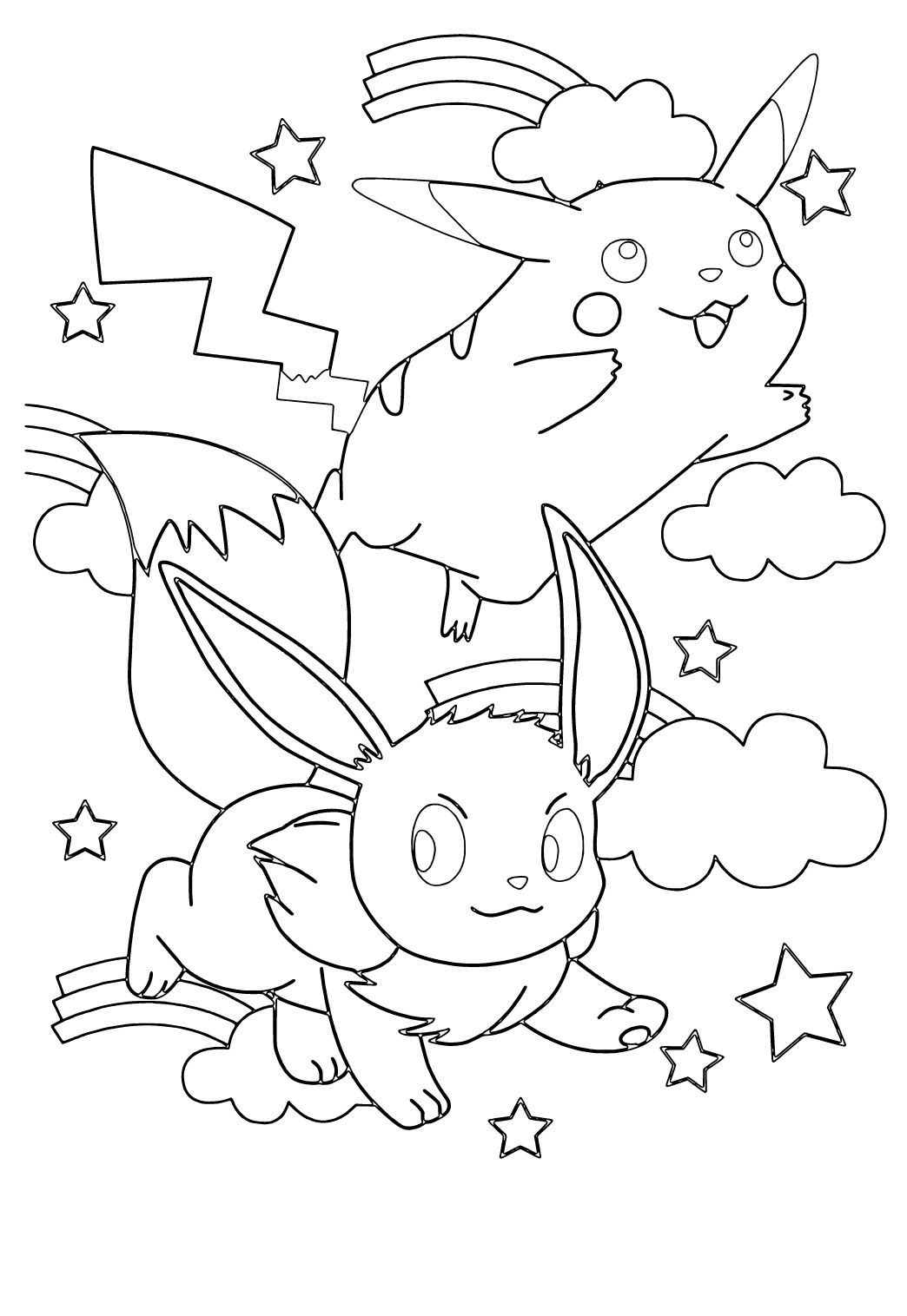 Free printable pikachu friends coloring page for adults and kids