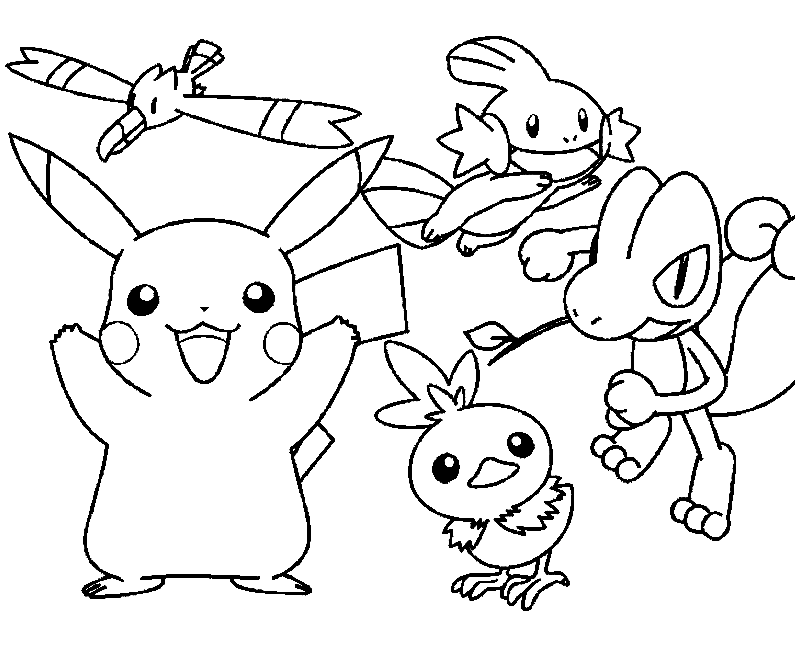 Pikachu and friends coloring page
