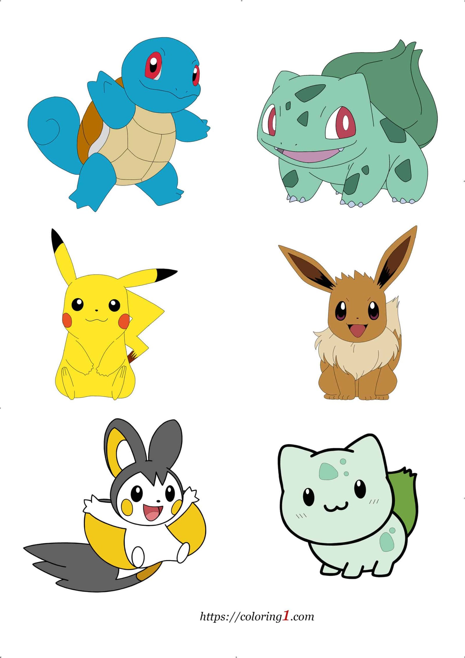 Pokemon characters coloring pages