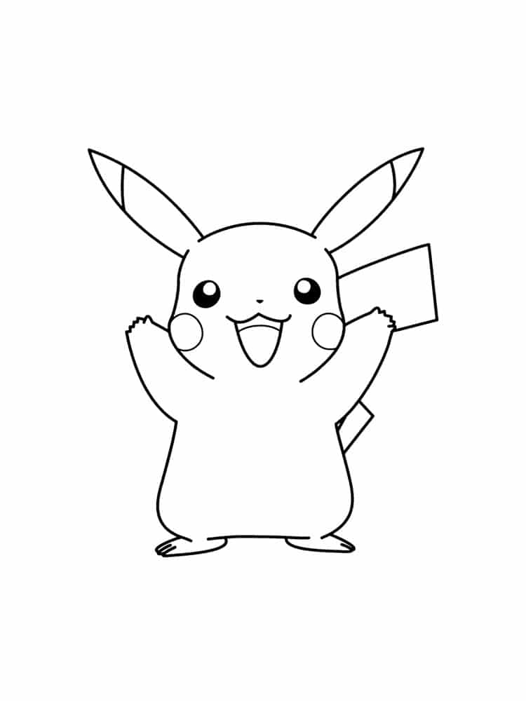 Happy pikachu holding letter coloring page