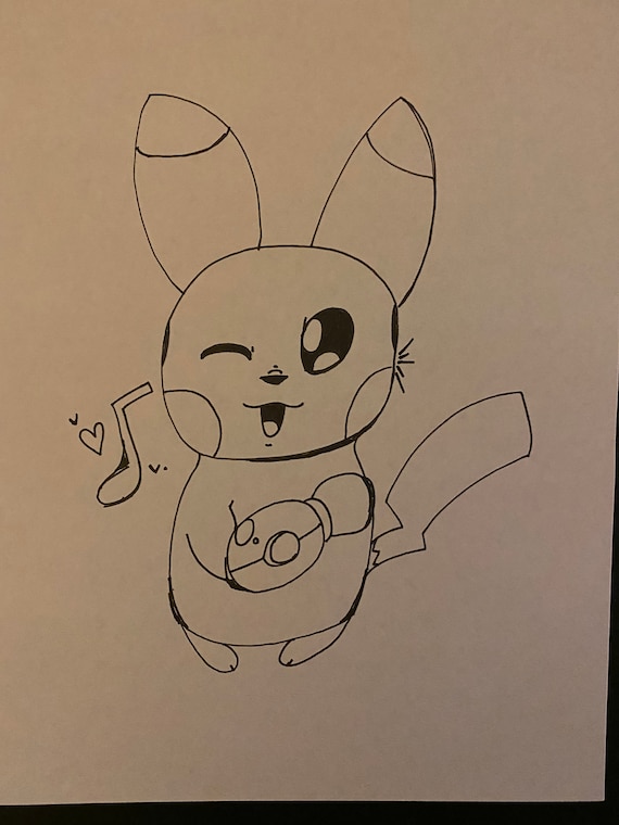 Hand drawn pikachu printable coloring page
