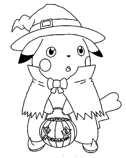 Cute halloween pikachu fãrbung seite