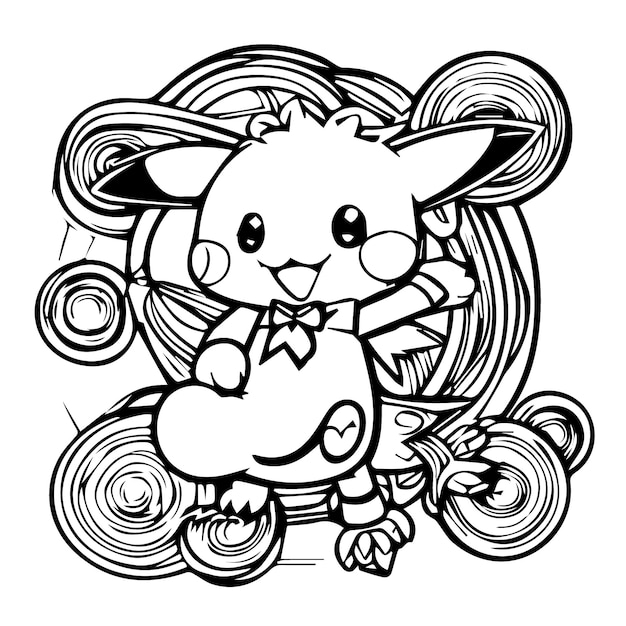 Premium vector hand drawn kawaii coloring book illustration