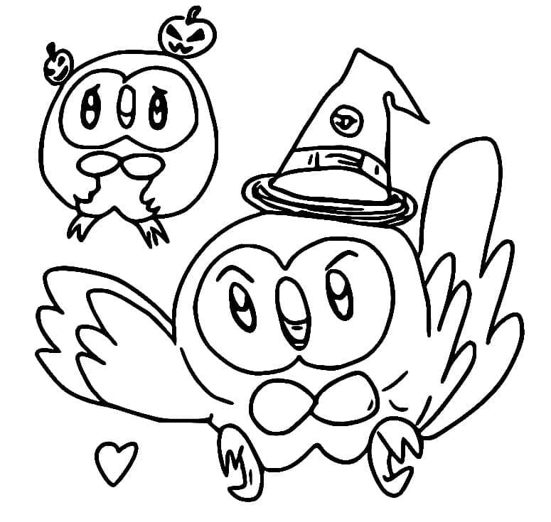 Pikachu and halloween coloring page