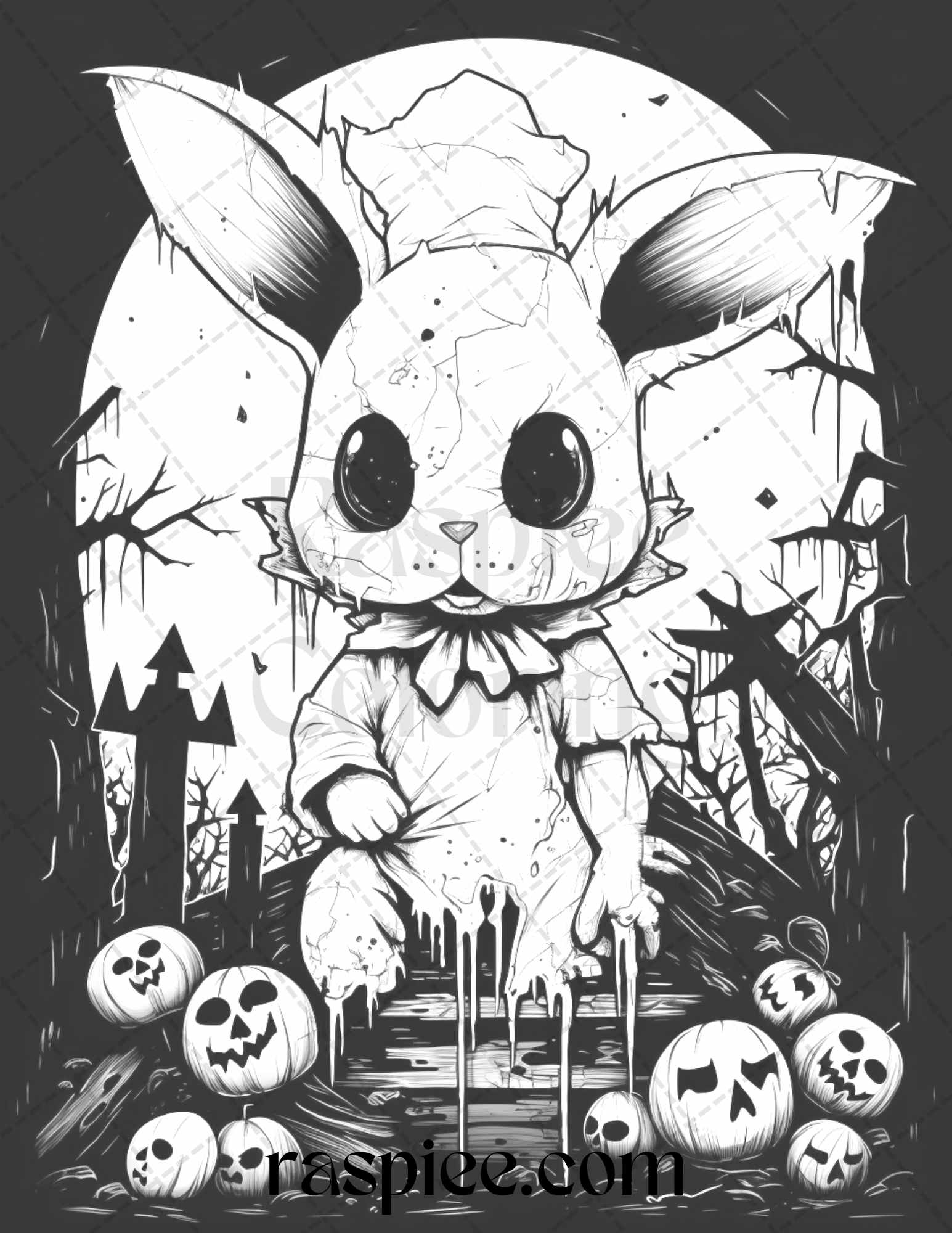 Halloween scary animals grayscale coloring pages printable for adul â coloring