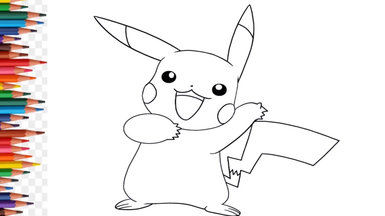 How to draw a pikachu from pokemon step by step drawing painting and colouring for kids easy