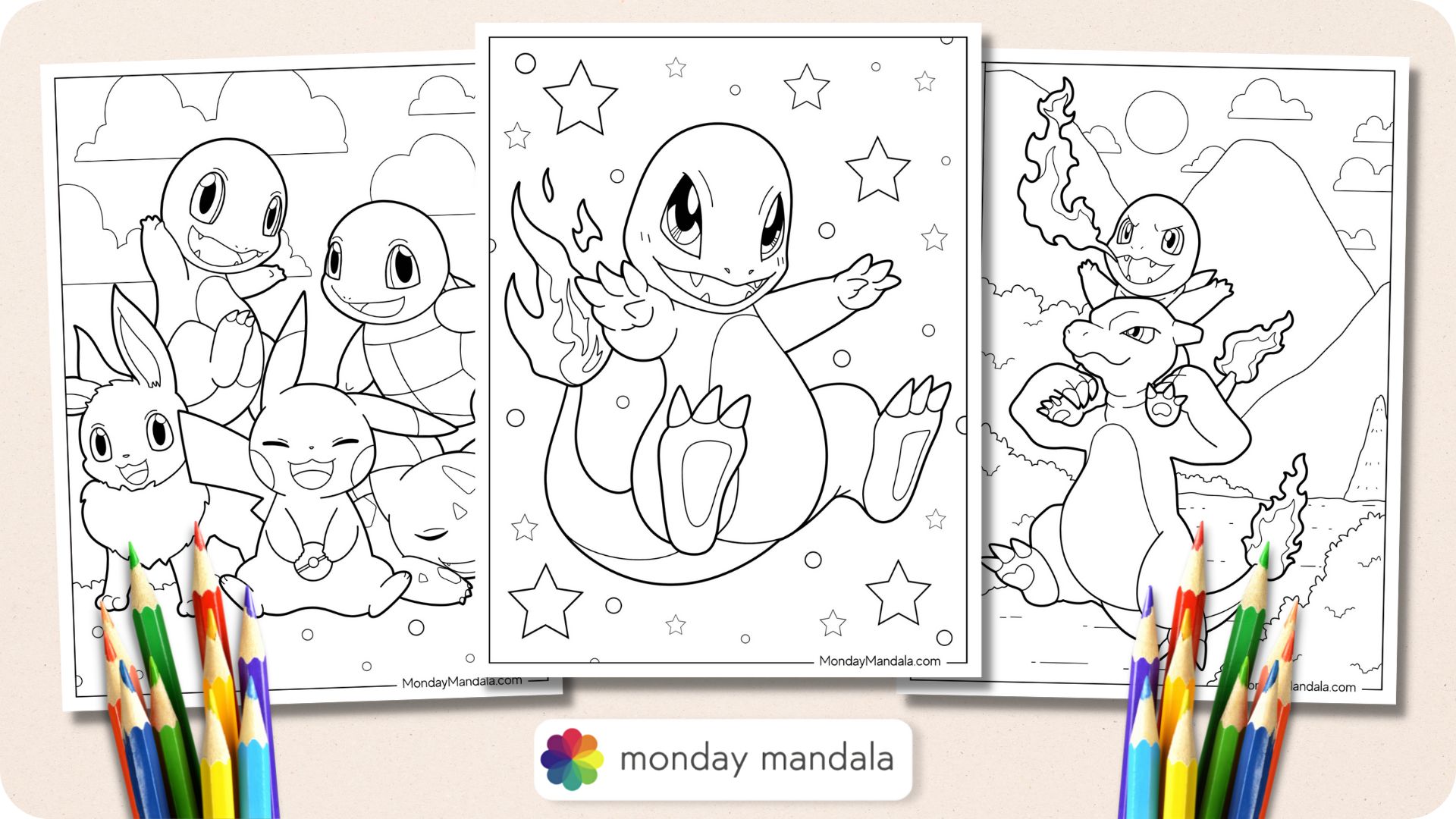 Charmander coloring pages free pdf printables