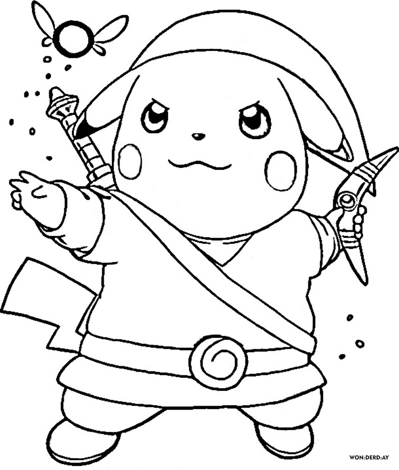 Pikachu coloring pages print for free in a format