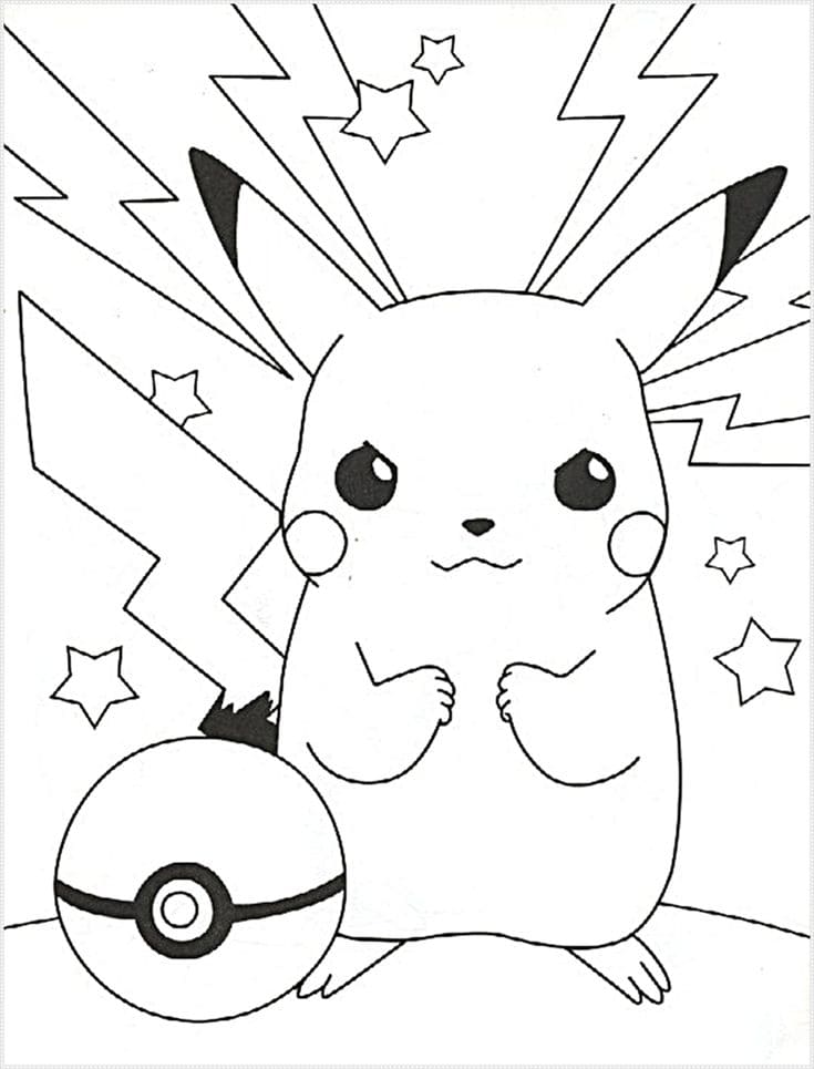 Pikachu coloring pages print for free in a format
