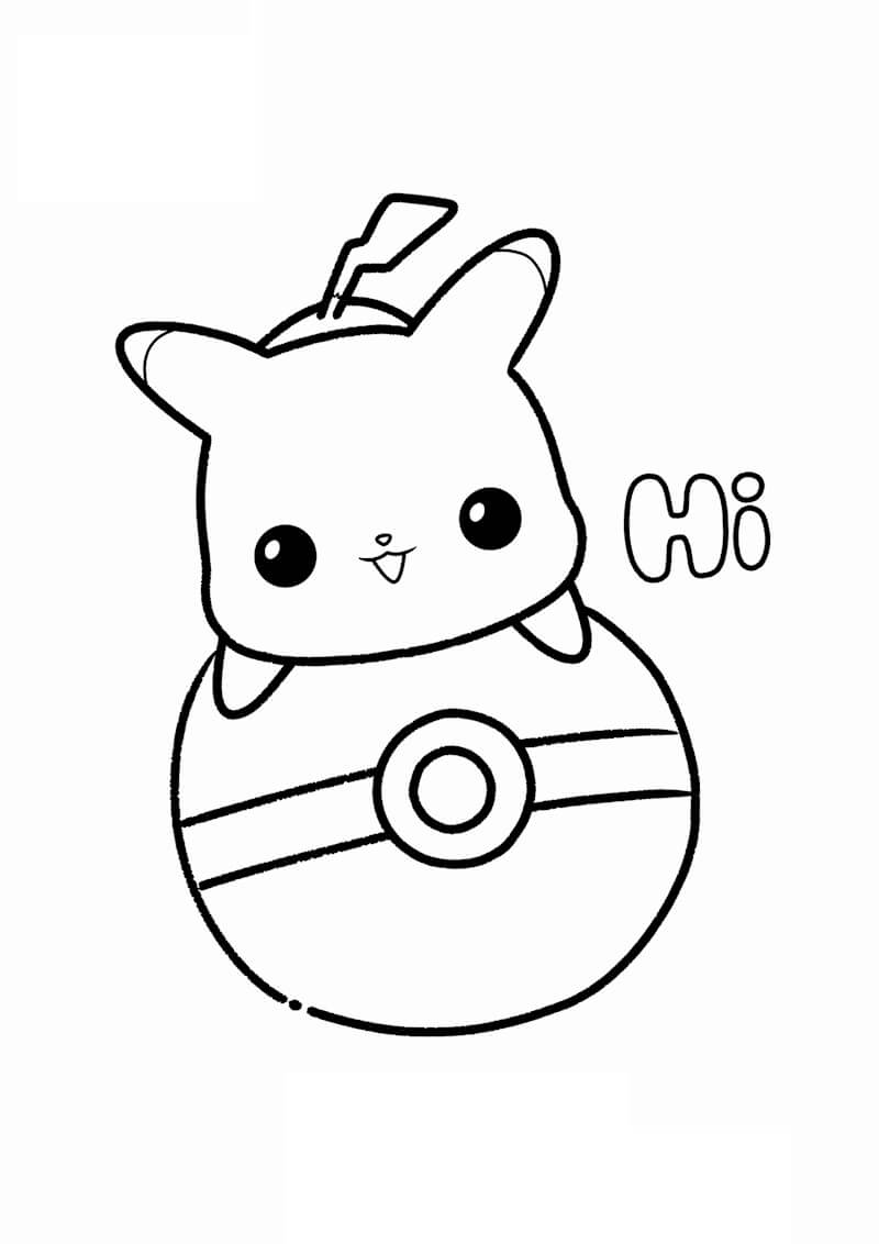 Bebã pikachu con pokebola para colorear imprimir e dibujar â