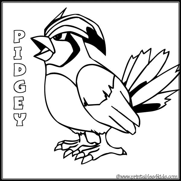 Pokemon pidgey coloring page â printables for kids â free word search puzzles coloring pages and other activities