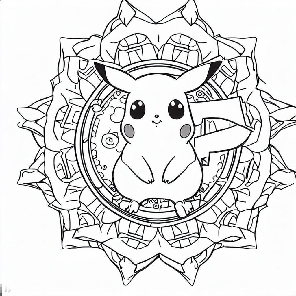 Great pikachu mandala coloring page