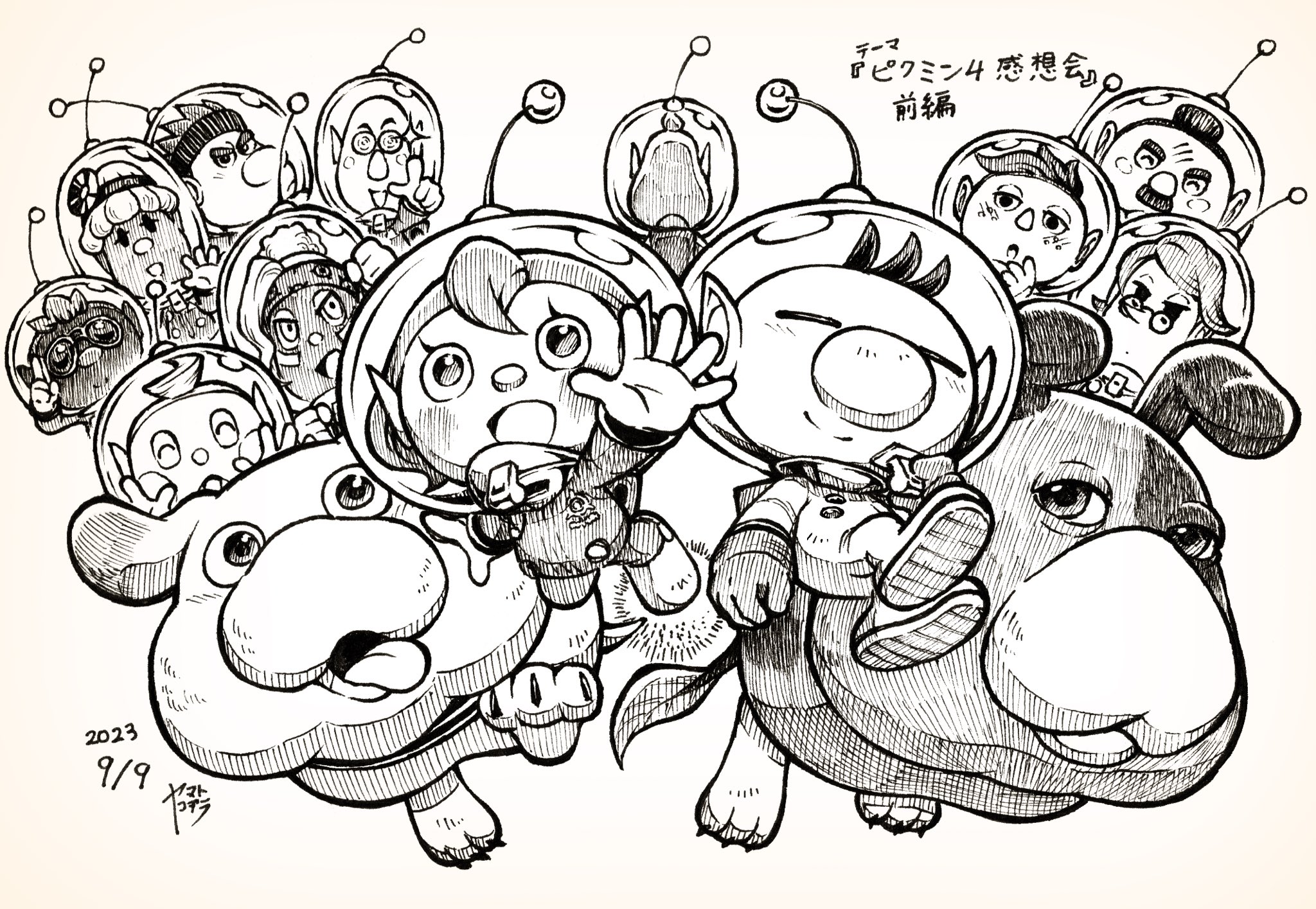 Yamato koara louie pikmin moss pikmin oatchi pikmin olimar shepherd pikmin nintendo pikmin series pikmin mentary request highres spoilers translation request girls boys o alien animal collar