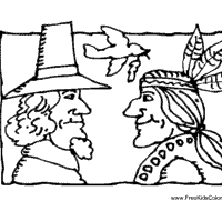 Pilgrim and indian coloring pages