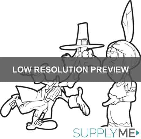 Printable pilgrim and indian coloring page for kids â