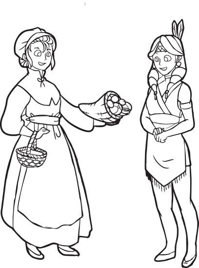 Printable pilgrim and indian coloring page for kids pilgrims and indians coloring pages for kids coloring pages