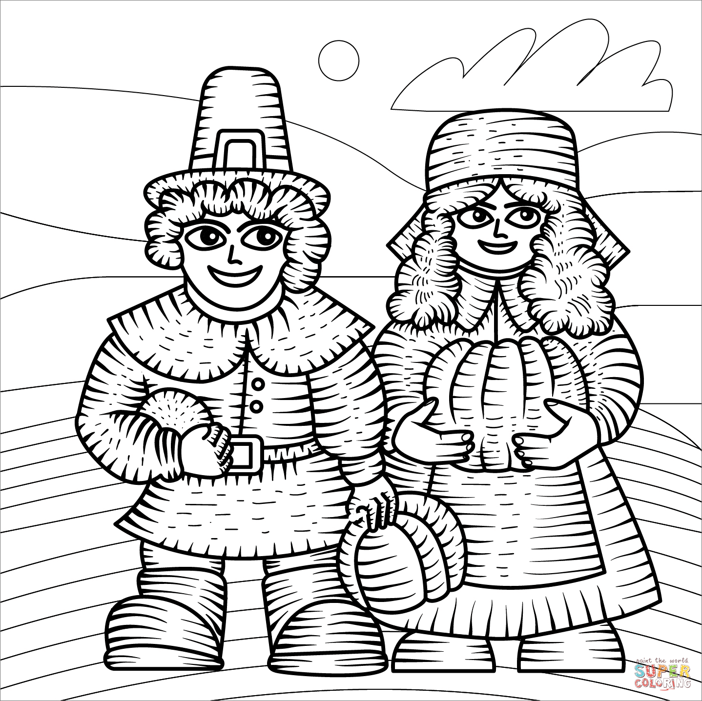 Pilgrim couple coloring page free printable coloring pages